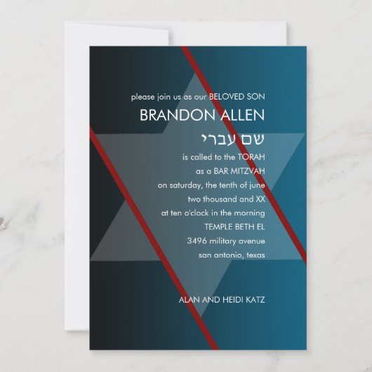 Bar Mitzvah Simple Modern U kiest voor kleuren Kaart (Voorkant)