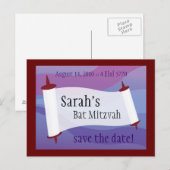 Bar Mitzvah slaat de datum op Aankondigingskaart (Voorkant / Achterkant)