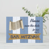 Bar Mitzvah slaat de datum op Save The Date (Staand voorkant)