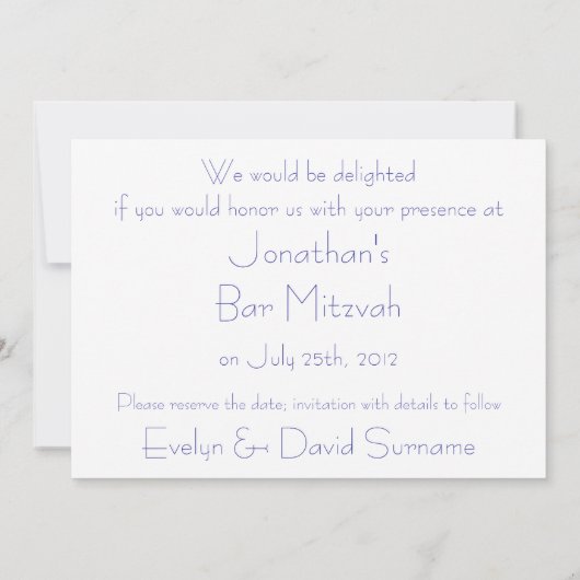 Bar Mitzvah slaat de datum op Save The Date (Achterkant)