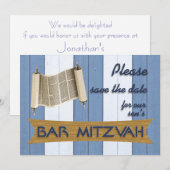Bar Mitzvah slaat de datum op Save The Date (Voorkant / Achterkant)