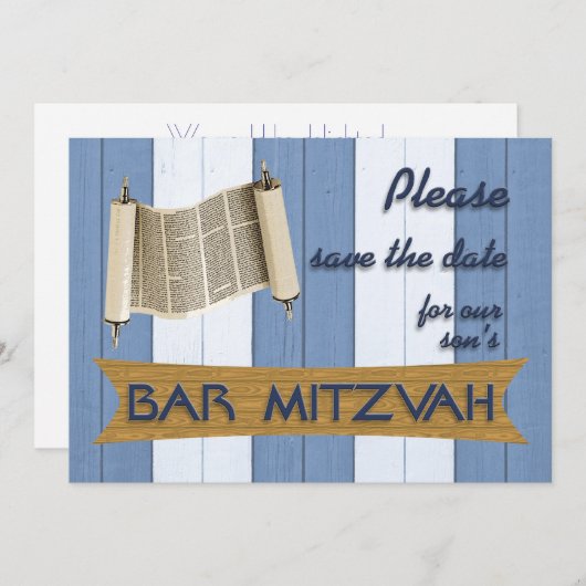Bar Mitzvah slaat de datum op Save The Date (Voorkant / Achterkant)
