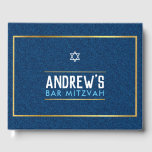BAR MITZVAH slim vet type goud denim blauw aqua Gastenboek<br><div class="desc">door kat massard >> WWW.SIMPLYSWEETPAPERIE.COM <<<<</div>