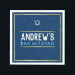 BAR MITZVAH slim vet type goud denim blauw aqua Servet<br><div class="desc">door kat massard >> WWW.SIMPLYSWEETPAPERIE.COM <<<<</div>