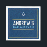 BAR MITZVAH slim vet type goud denim blauw aqua Servet<br><div class="desc">door kat massard >> WWW.SIMPLYSWEETPAPERIE.COM <<<<</div>