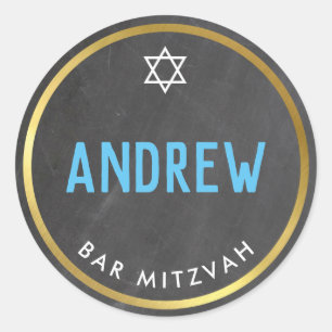 BAR MITZVAH slim vet type goudgrijze aqua Ronde Sticker