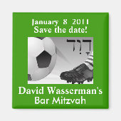 Bar Mitzvah Soccer sparen de Datum Magneet (Voorkant)