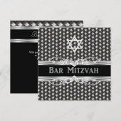Bar Mitzvah Star Black Silver Metal Man Kaart (Voorkant / Achterkant)