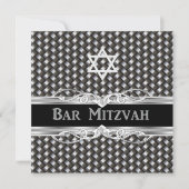 Bar Mitzvah Star Black Silver Metal Man Kaart (Voorkant)