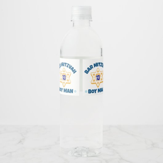 Bar Mitzvah Star David Waterfles Etiket (Achterkant)