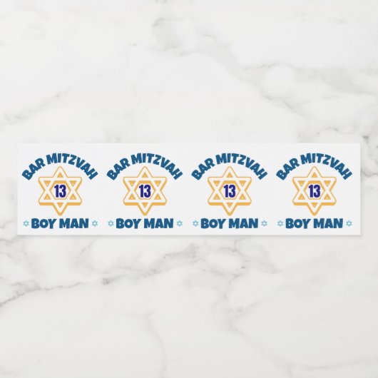 Bar Mitzvah Star David Waterfles Etiket (Enkel label)