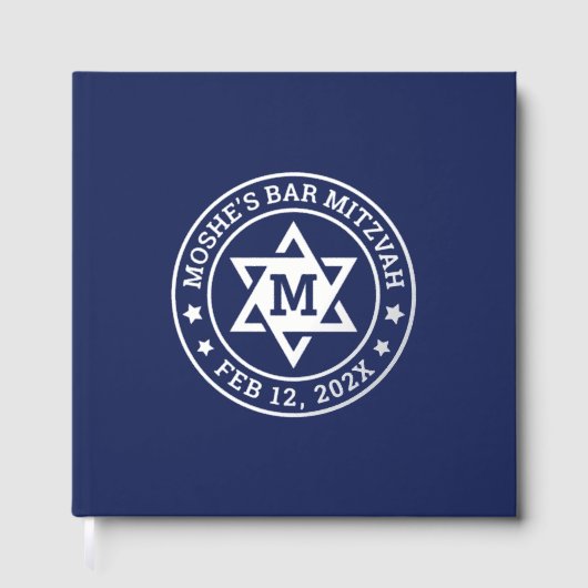 Bar mitzvah Star van David blue, elk kleurenmonogr Gastenboek (Voorkant)