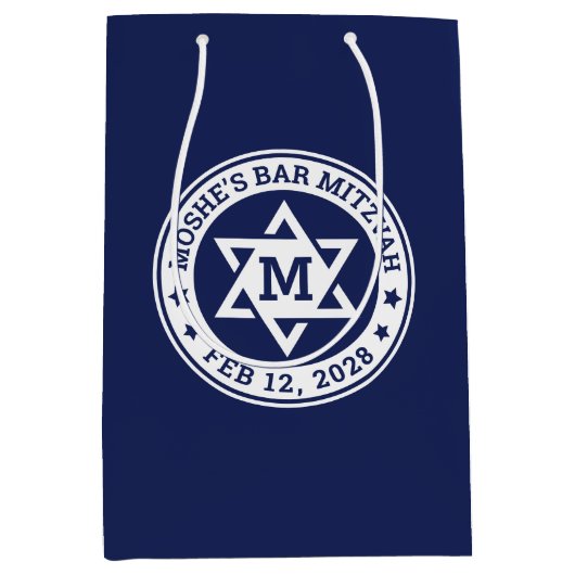 Bar mitzvah Star van David blue, elk kleurenmonogr Medium Cadeauzakje (Voorkant)