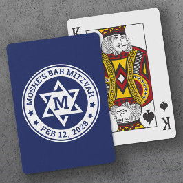 Bar mitzvah Star van David blue, elk kleurenmonogr Pokerkaarten