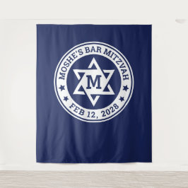 Bar mitzvah Star van David blue, elk kleurenmonogr Wandkleed