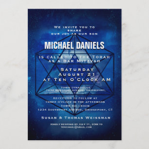 Bar Mitzvah Star van David Blue Space Kaart