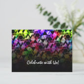 Bar Mitzvah Star van David Damask Black Fade RSVP Kaartje (Staand voorkant)