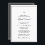 Bar Mitzvah Star van David Elegant Classic Kaart<br><div class="desc">Bestaat uit elegante serif en cursieve manuscripttypografie op lijst met een ster van David. Dit ontwerp is tijdloos,  klassiek en elegant. Dit wordt ontworpen door de Uitgezochte Leveringen van de Partij,  exclusief voor Zazzle. Hier te vinden op: http://www.zazzle.com/selectpartysupplies</div>