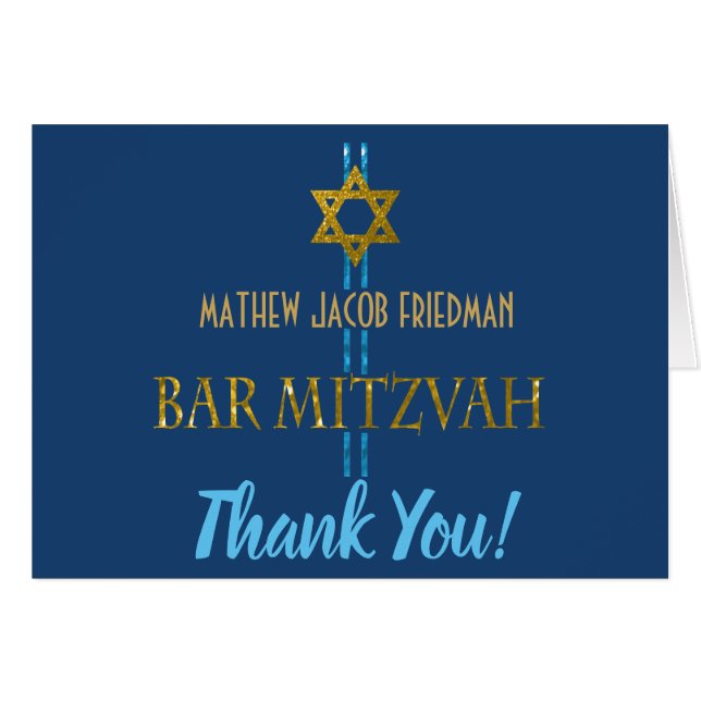 Bar Mitzvah Star van David Hartelijk dank (Voorkant Horizontaal)