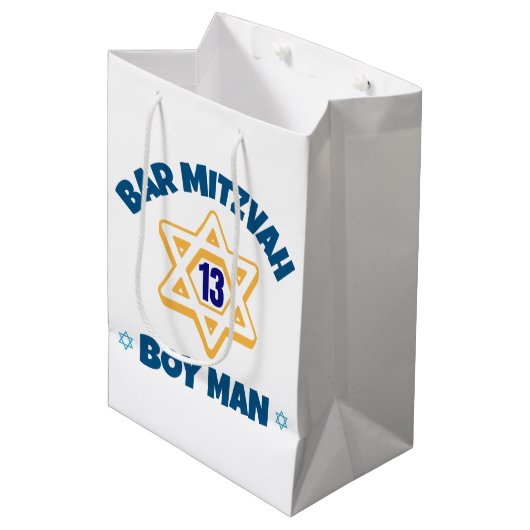 Bar Mitzvah Star van David Medium Cadeauzakje (Voorkant Gekanteld)