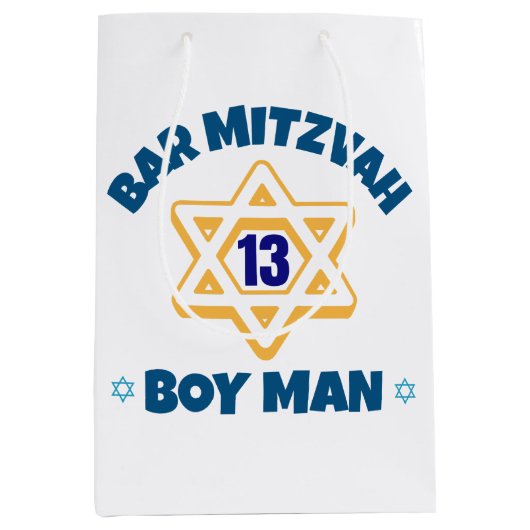 Bar Mitzvah Star van David Medium Cadeauzakje (Voorkant)
