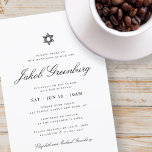 Bar Mitzvah Star van David Minimalist Modern Kaart<br><div class="desc">Het ontwerp is samengesteld uit sans serif typografie en playful cursieve manuscripttypografie op een eenvoudige achtergrond. Hier te vinden op: http://www.zazzle.com/store/selectpartysupplies</div>