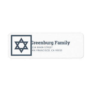 Bar Mitzvah Star van David Modern Return Address Etiket