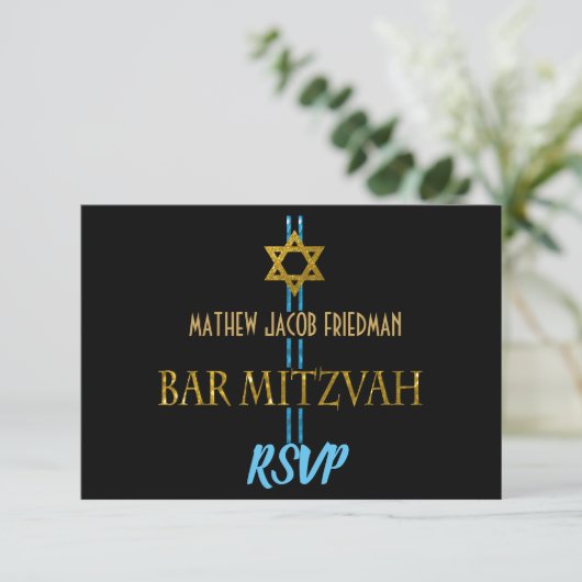 Bar Mitzvah Star van David RSVP (Staand voorkant)