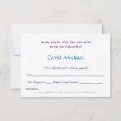 Bar Mitzvah Star van David RSVP-briefkaart RSVP Kaartje (Achterkant)