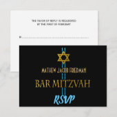 Bar Mitzvah Star van David RSVP Kaartje (Voorkant / Achterkant)