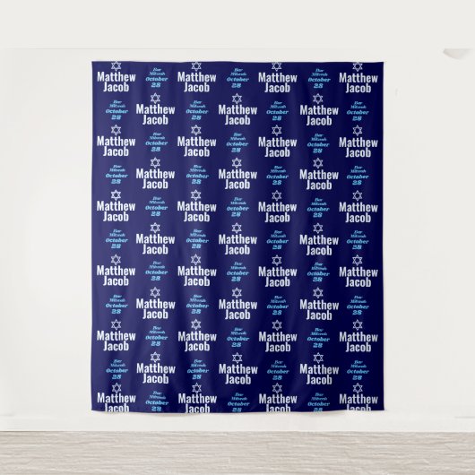 Bar Mitzvah Step en Repeat Feest Achtergrond Wandkleed (Voorkant)