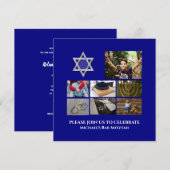 Bar Mitzvah ster David foto collage blue (Voorkant / Achterkant)