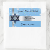 Bar Mitzvah, ster van David, blauw en zilver Rechthoekige Sticker (Tas)