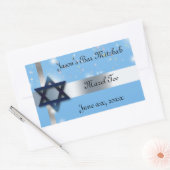 Bar Mitzvah, ster van David, blauw en zilver Rechthoekige Sticker (Envelop)