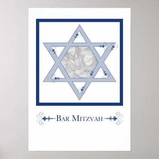 bar mitzvah ( ster van david elegance foto gift ) poster (Voorkant)