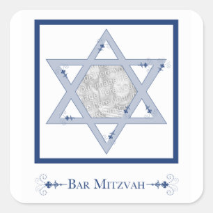 bar mitzvah ( ster van david elegance foto gift ) vierkante sticker
