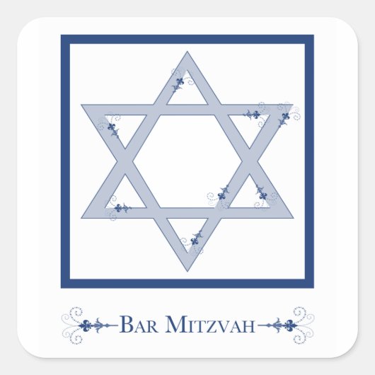bar mitzvah ( ster van david elegance ) vierkante sticker (Voorkant)