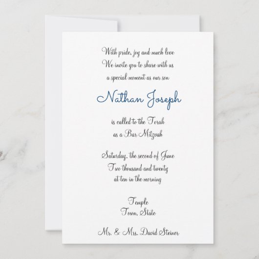 Bar Mitzvah, ster van David, gepersonaliseerd Kaart (Achterkant)