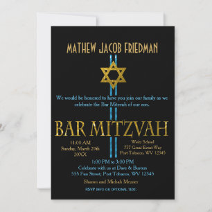Bar Mitzvah Ster van David Zwart Kaart