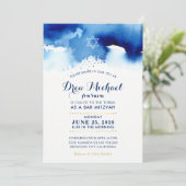 BAR MITZVAH sterrenmodern blauw waterverf uitnodig Kaart (Staand voorkant)