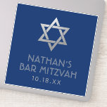 Bar Mitzvah Sticker voor Decor of Favors<br><div class="desc">Gebruik deze grote Bar Mitzvah stickers als decor punten,  om tekens te maken,  aan de kaartdozen van de ZUIVER toe te voegen,  of als gunsten. De marineblauwe en zilverster van David en moderne lettertypen creëer een leuke,  stijlvolle look die ook vrij klassiek is.</div>
