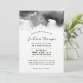 BAR MITZVAH stijlvolle moody grey waterverf uitnod Kaart (Staand voorkant)