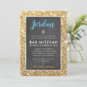 BAR MITZVAH stoere krijtbord gouden glitter uitnod Kaart (Staand voorkant)