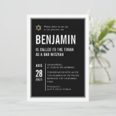 BAR MITZVAH stoere moderne typografie zwart wit Kaart (Staand voorkant)