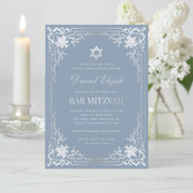 Bar Mitzvah Stof Blauw Nep Zilver Elegant Vintage