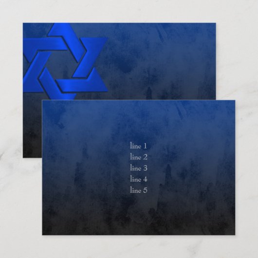 Bar Mitzvah Stylish Blue Star van David Ombre Kaart (Voorkant / Achterkant)