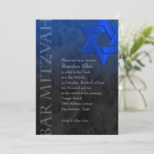 Bar Mitzvah Stylish Blue Star van David Ombre Kaart (Staand voorkant)