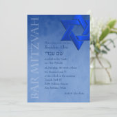Bar Mitzvah Stylish Blue Star van David Ombre Kaart (Staand voorkant)