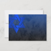 Bar Mitzvah Stylish Blue Star van David Ombre RSVP Kaartje (Achterkant)