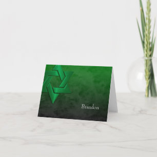 Bar Mitzvah Stylish Green Star van David Ombre Bedankkaart